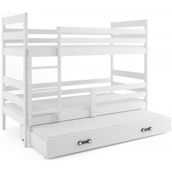 Łóżko piętrowe 3 osobowe Eryk 160x80 z materacami Białe