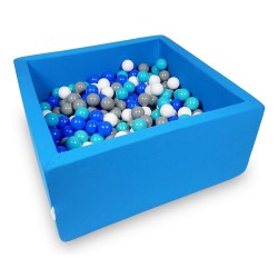 Suchy basen z piłeczkami 200 sztuk 90x90x40 Niebieski Kwadratowy