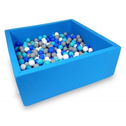 Suchy basen z piłeczkami 300 sztuk 110x110x40 Niebieski Kwadratowy