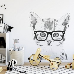 Naklejka Kot Miaurycy w okularach DK234