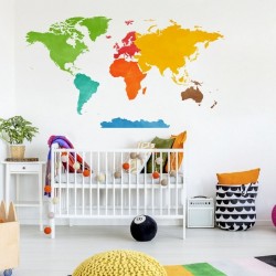 Mapa Świata Kolorowa DK222 - Naklejki na ścianę