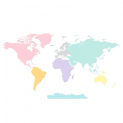 Mapa Świata Pastelowa DK221 - Naklejka na ścianę