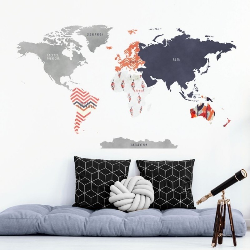 Mapa Świata DK336 - Naklejka na ścianę