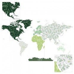 Mapa Świata Zielona DK339 - Naklejka na ścianę