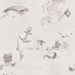 Tapeta dziecięca Mapa - Historia Oceanu Sepia