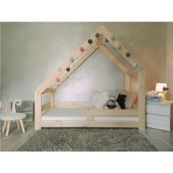 Łóżko Domek dziecięce + barierka + stelaż - asymetryczne 160x80