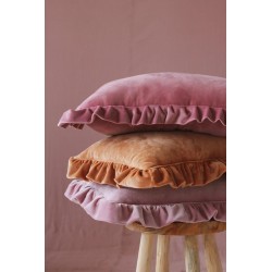 Poduszka Velvet z falbanką - karmel