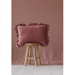 Poduszka Velvet z falbanką - dirty pink