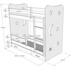 Łóżko piętrowe dla dzieci Stars 160x80