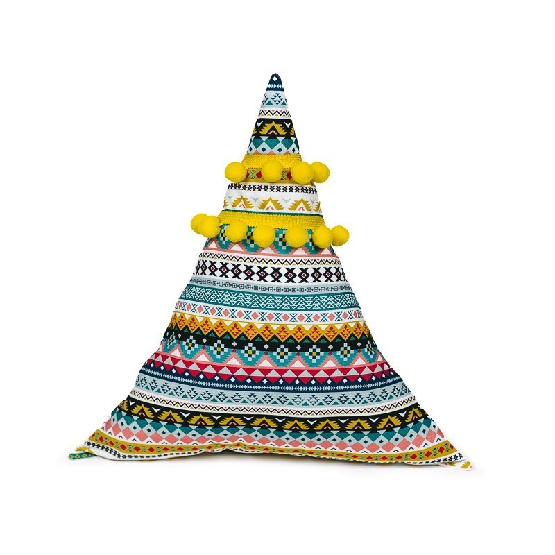 Poduszka trójkąt z pomponikami Meksykańska Przygoda