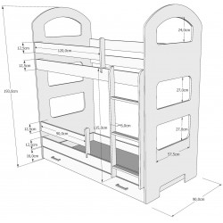 Łóżko piętrowe Jacek II 160x80 z szufladą