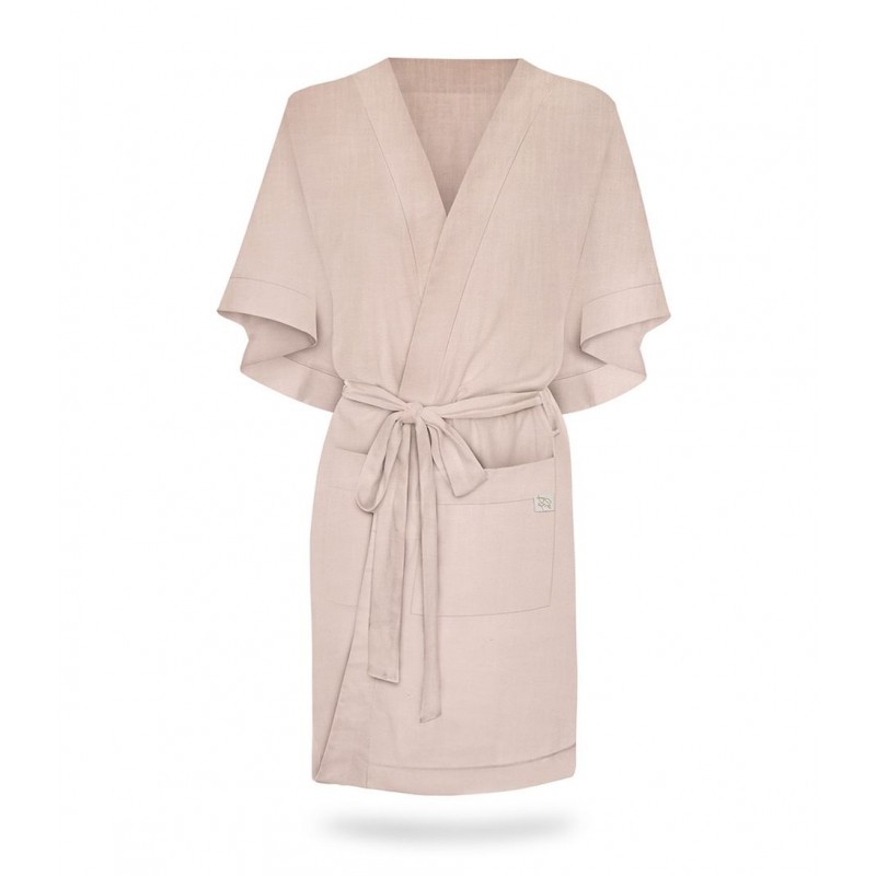 Lniany szlafrok - Kimono dla mamy - Sepia Rose