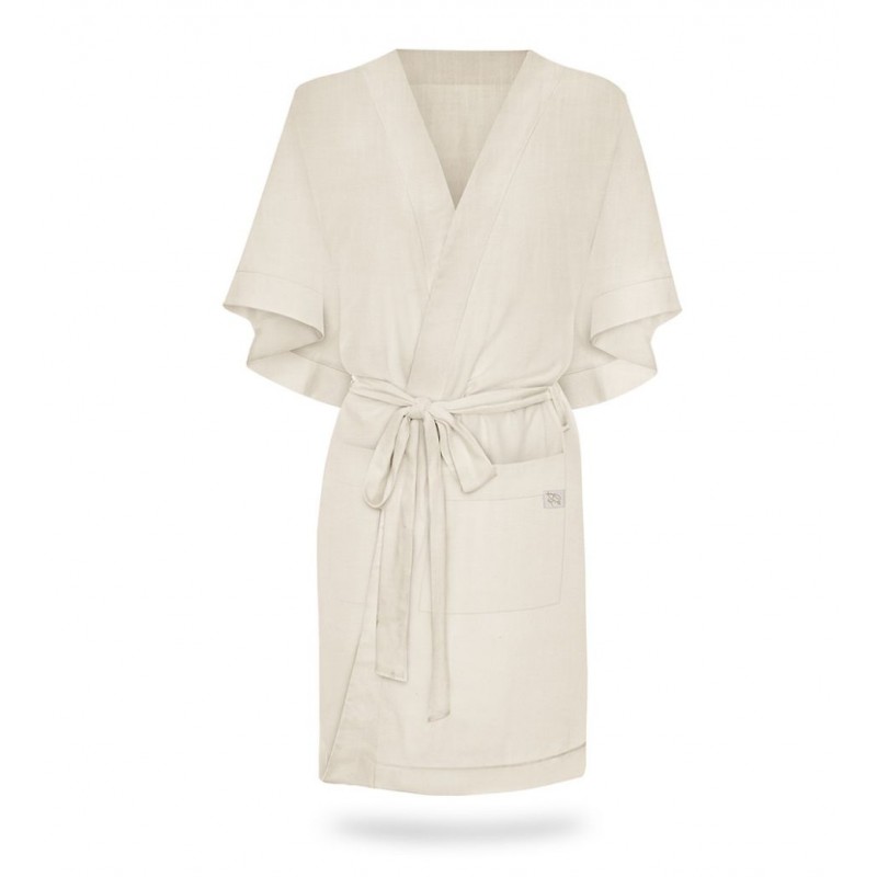 Lniany szlafrok - Kimono dla mamy - Natural