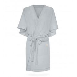 Lniany szlafrok - Kimono dla mamy - Gray Down