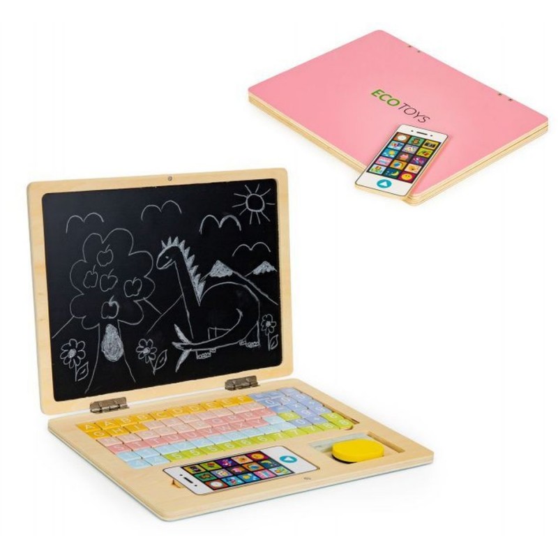 Edukacyjna Tablica Magnetyczna - Laptop różowy