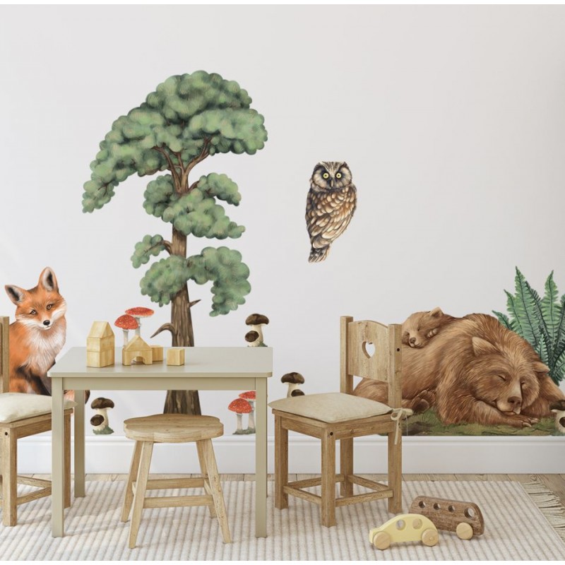 Naklejka na ścianę do pokoju dziecka - Leśne zwierzęta I
