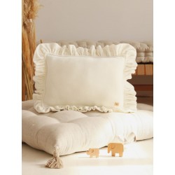 Poduszka dla dziecka velvet z falbanką - biel