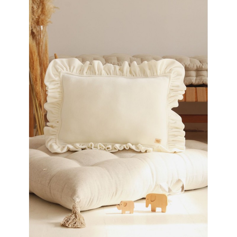 Poduszka dla dziecka velvet z falbanką - biel
