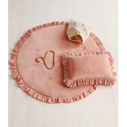Poduszka dla dziecka velvet z falbanką - morelowa