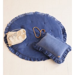 Poduszka dla dziecka velvet z falbanką - szafirowa