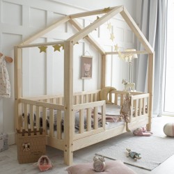 Łóżko dla dziecka Housebed Duo płotek 190x90 naturalne