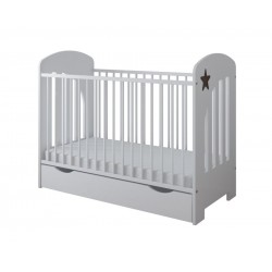 Łóżko niemowlęce z szufladą 120x60 STAR - białe