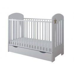 Łóżko niemowlęce z szufladą 120x60 STAR - białe