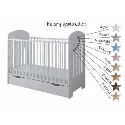 Łóżko niemowlęce z szufladą 120x60 STAR - białe - kolor gwiazdek