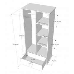 Szafa do pokoju dziecka Heart - wymiary
