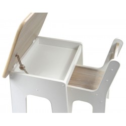 Otwierany stolik i krzesełka z szufladą Jasny Dąb