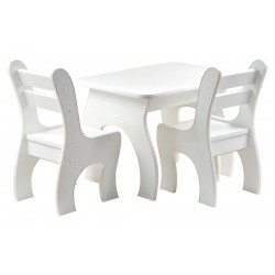 Otwierany stolik z krzesełkami z szufladą Biały