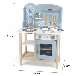 Drewniana kuchnia dla dzieci z akcesoriami PolarB - niebieska