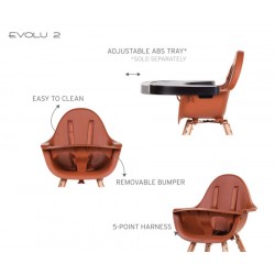 Krzesełko do karmienia Evolu 2 Natural/Rust