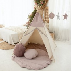 Namiot tipi Pink Mermaid z matą i poduszkami