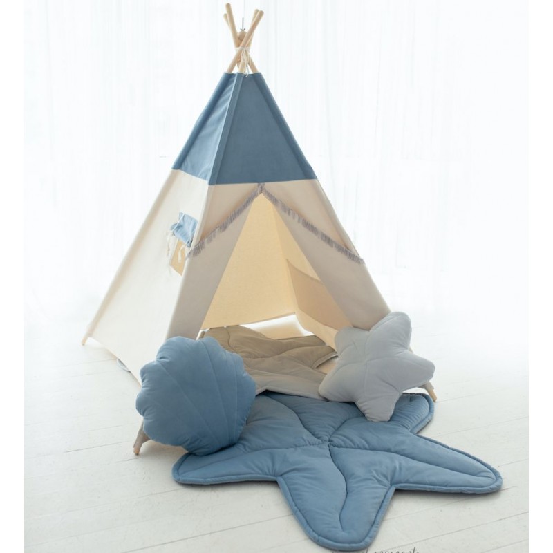 Namiot tipi Blue Sea z matą i poduszkami