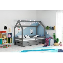 Łóżko Domek z materacem i szufladą 160x80 Grafitowe