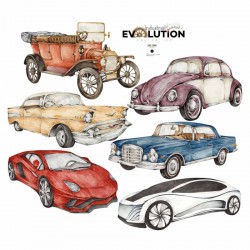 Naklejki na ścianę Historia samochodów / Industrial Evolution