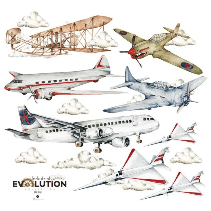 Naklejki na ścianę Historia samolotów / Industrial Evolution