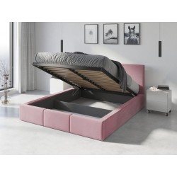 Łóżko tapicerowane HILTON z materacem - różowe