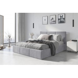 Łóżko tapicerowane HILTON z materacem - szare