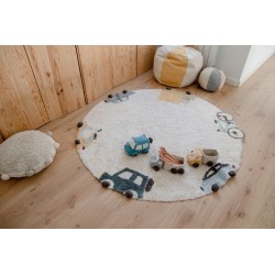 Okrągły dywan do pokoju dziecięcego Pojazdy - Lorena Canals