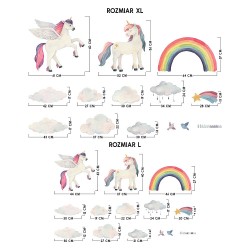 Naklejki do pokoju dziecka Jednorożec i Pegaz - wymiary