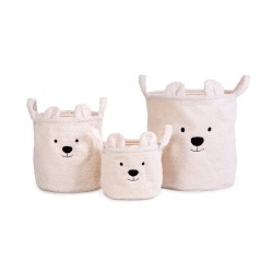 Childhome Pluszowy pojemnik na zabawki 40 x 40 x 40 cm Teddy bear Off white