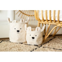 Childhome Pluszowy pojemnik na zabawki 30 x 30 x 30 cm Teddy bear Off white