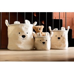 Childhome Pluszowy pojemnik na zabawki 30 x 30 x 30 cm Teddy bear Off white