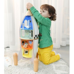 CLASSIC WORLD Drewniana Rakieta Domek dla Dzieci + Figurki Akc.