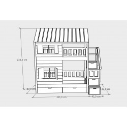 Łóżko domek - Chatynka z pełnym dachem - wymiary