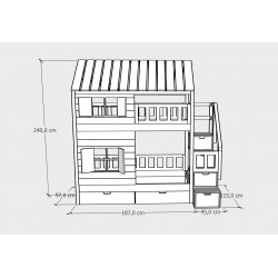 Łóżko domek - Chatynka z pełnym dachem - wymiary