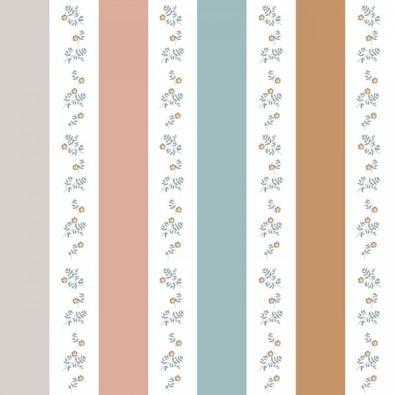 Tapeta w kwiaty i pasy - Portofino Colour Stripes with flowers