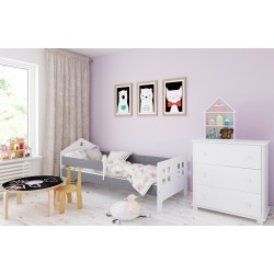 Łóżko dla dziecka Pola bez szuflady biało-szare